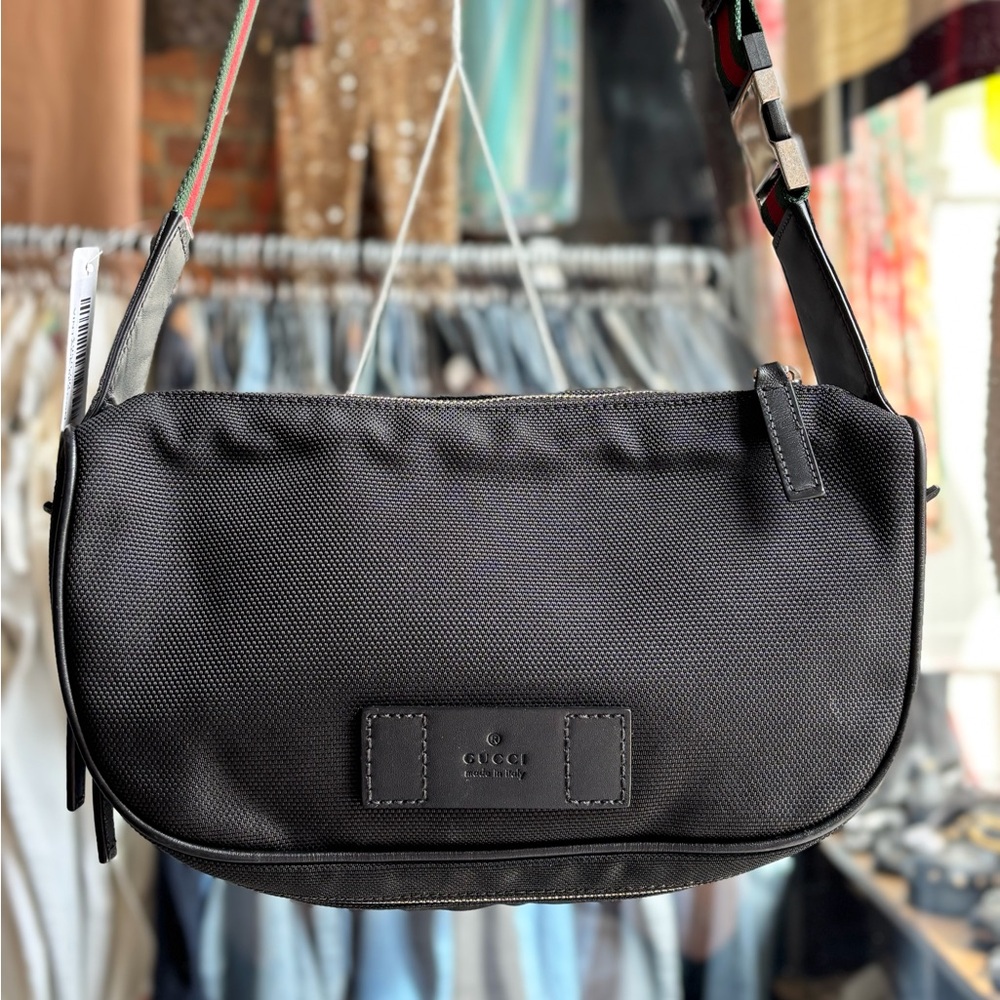 GUCCI Black Techno Canvas Belt / Shoulder / Crossbody Bag - Picture 3 of 16
